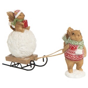 Transpac Resin 6.5 in. Multicolored Christmas Fair Isle Critter Sledge Figurine - 1 of 2