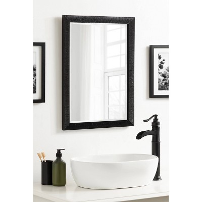 Reyna 18x24 Black Ribbed Rectangle Wall Mirror