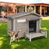 Wooden Dog House with Porch, Solid Wood Dark Gray, Asphalt Roof, 27.8" H x 34" W x 27.6" D ¨C Weather-Resistant Pet Shelter - 2 of 4