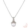 Silver Copper Pearl & Crystal Modern Women's Necklace - 2 of 4