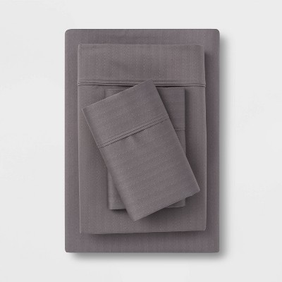 Twin/Twin XL 500 Thread Count Tri-Ease Printed Pattern Sheet Set Gray Herringbone - Threshold™