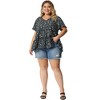 Agnes Orinda Women's Plus Size Boho Ditsy Floral V Neck Ruffle Tiered Pleated Babydoll Blouses - 3 of 4