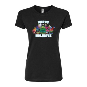 Women's - Trolls - Happy Holidays Branch and Friends Fitted Graphic T-Shirt - 1 of 3
