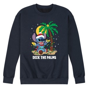 Men's - Lilo and Stitch - Deck the Palms Christmas Graphic Fleece Sweatshirt - 1 of 4