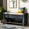 FONTOI Shoe Rack with Cushioned Seat and Drawers, Shoe Racks with Sliding Drawers, Ridded Base, Handles, Antique Navy, 14"*19.8"*39" - 3 of 4