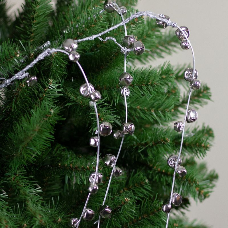 Northlight 41" Silver Hanging Jingle Bell Artificial Christmas Spray, 3 of 4