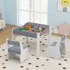 Infans 4-in-1 Kids Wooden Table & 2 Chairs Set w/ Storage Detachable Blackboard Drawing - 3 of 4