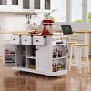 Multi-Functional Kitchen Island Cart with Outlet, 3 Drawers, 5 Wheels & Side Racks, Rolling Storage Cabinet for Kitchen or Dining-The Pop Home - 3 of 4