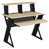 Vynxaria Music Desk - Natural & Black Finish, Cord Management, Built-in Keyboard Tray, Hutch & Earphone Rack - 3 of 4