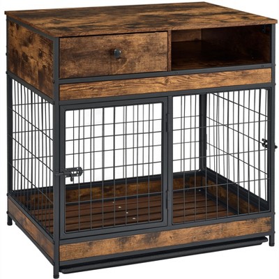 Chery Life Antique brown 31.5"W x 22.64"D x 30.59"H Furniture Dog Cage Crate with Two Draws,Double Doors, well-ventilated and comfortable