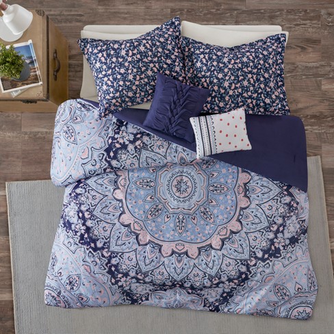 5pc Full Queen Willow Boho Comforter Set Blue Target