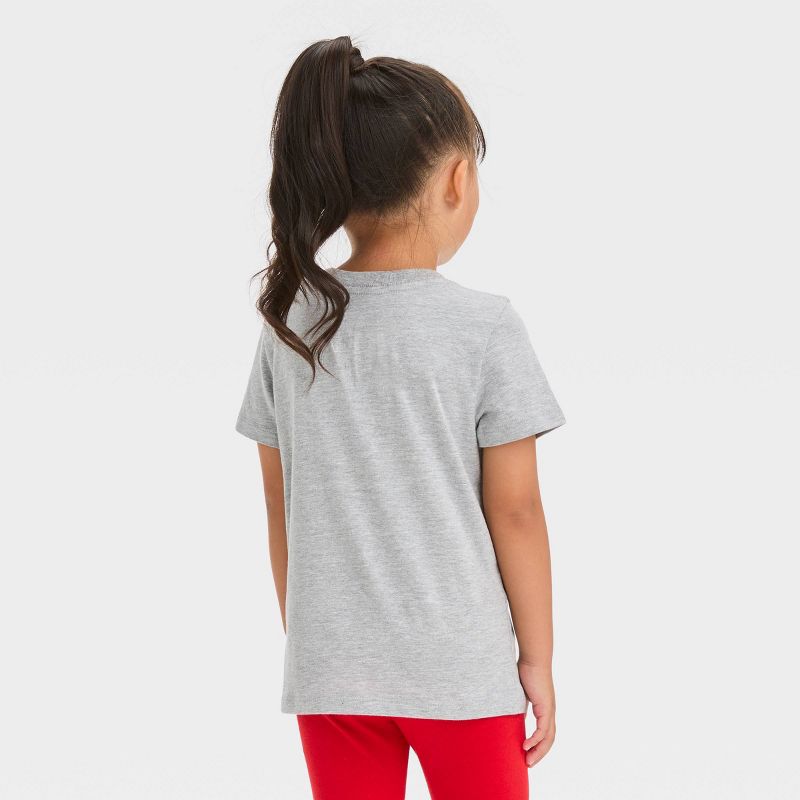 Toddler Girls' Heart Plaid Short Sleeve T-Shirt - Cat & Jack™ Heather Gray, 3 of 5