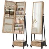 SONGMICS Jewelry Armoire Cabinet Floor Standing Lockable Jewelry Organizer Box Full-Length Mirror Bottom Drawer Shelf - 2 of 4
