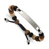 Chisel Stainless Steel Polished Camphor, Tigerwood and Onyx Beaded Black Nylon Adjustable ID Bracelet 6.75" to 8.5" - 2 of 4