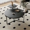 LOVMOR Modern coffee table with two display shelves, Black Faux marble surfaces, Tripod-inspired base,Rounded tabletop edges - 2 of 4