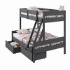 Donco Kids Low Board Panel Twin Over Full Dark Grey Bunkbed With Dual Underbed Drawers - 2 of 4