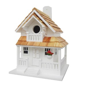 Home Bazaar 11" Backyard Bird Cottage Wood Bird House White - 1 of 2