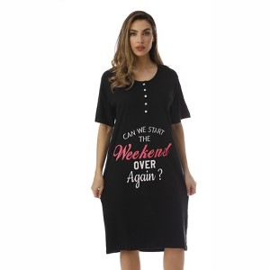 Just Love Short Sleeve Nightgown Oversized Screen Print Sleep Dress for Women - 1 of 3