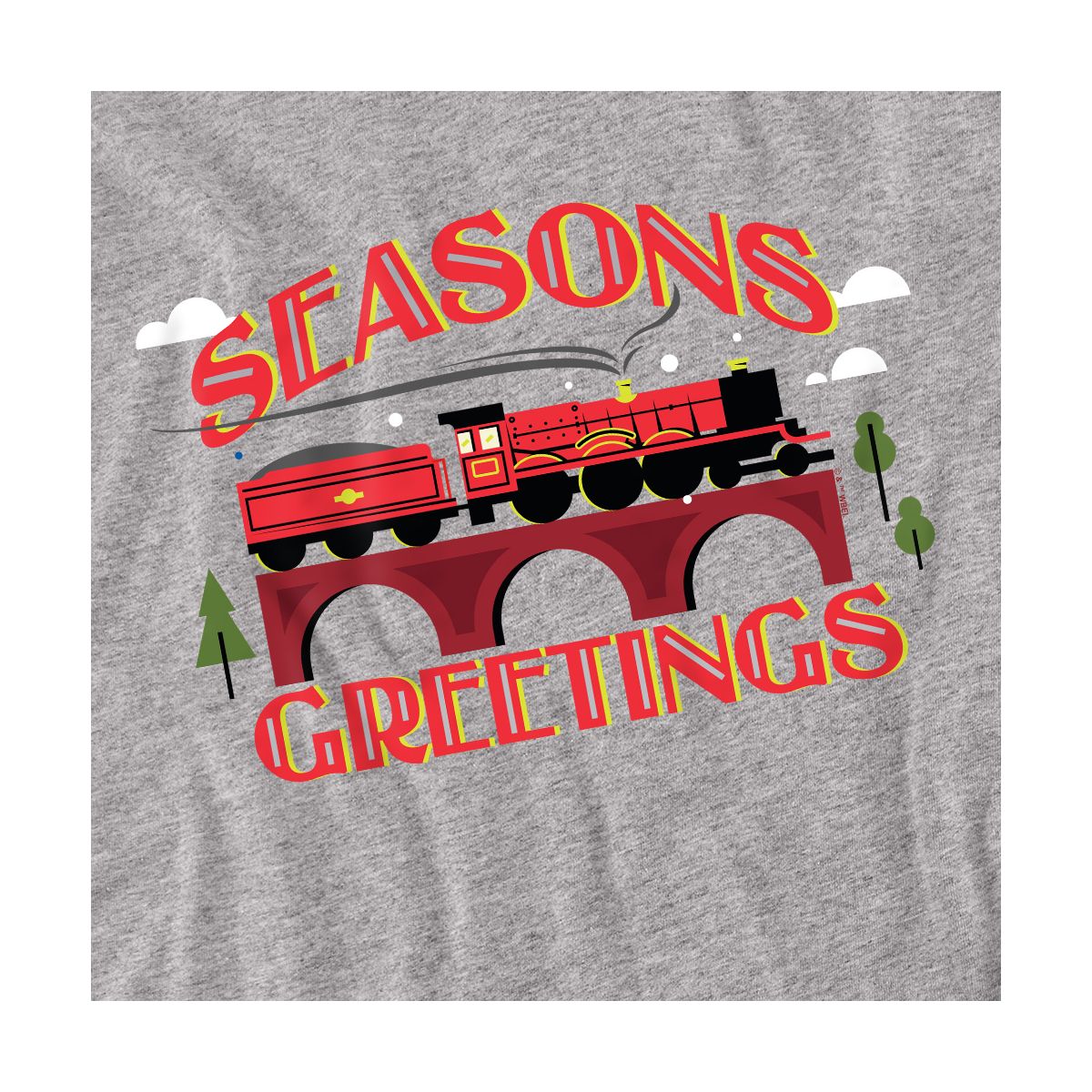 Harry Potter Seasons Greetings Christmas Hogwarts Express Adult T-Shirt Athletic Heather - thumbnail 2