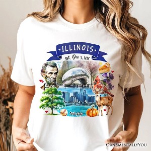 Artistic Illinois State Themes and Landmarks T-Shirt, Tee for History and Travel Lovers| OrnamentallyYou - 1 of 4