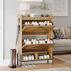 Shoe Cabinet, Shoe Rack Storage Cabinet with 2 Flip-Up Drawers and Open Shelves Shoe Cabinet Organizer Freestanding with Adjustable Support Stand - 2 of 4
