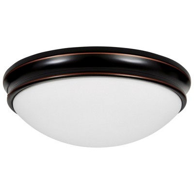 Oil Rubbed Bronze LED Flush Mount with Opal Glass Dome
