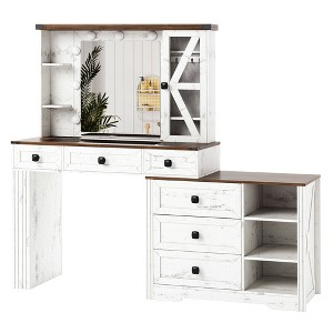 Fredees Makeup Vanity Desk With Storage Cabinet and Power Outlet - 1 of 4