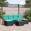 vidaXL 7 Piece Garden Sofa Set with Cushions Black Poly Rattan - Black With Table - 2 of 4