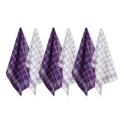 Design Imports Eggplant Waffle Weave Dishtowel Set/6