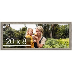 PosterPalooza | 20x8 Thin Barnwood Picture Frame, UV Acrylic, 2 Finishes - Grey and Black - 1 of 4