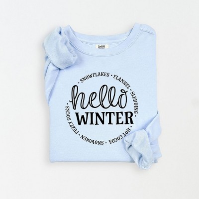 Simply Sage Market Women's Lightweight Garment Dyed Graphic Sweatshirt Hello Winter
