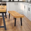 Emma and Oliver Rustic Natural Acacia Wood Bench with Seating for Two, Flared Wooden Legs and Slatted Surface for Indoor and Outdoor Use - 2 of 4