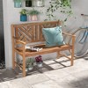 Tangkula 2-Person Acacia Wood Bench Outdoor Slats Loveseat Chair with Armrest 800lbs Load Capacity Comfortable Patio Chair - 2 of 4
