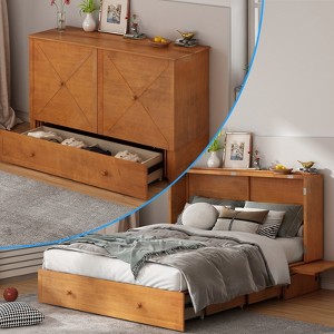 Mjkone Murphy Bed Queen,Cube Cabinet Chest Bed with Charging Station&Storage Space - 1 of 4