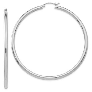 Black Bow Jewelry 3mm, 14k White Gold Classic Round Hoop Earrings, 65mm (2 1/2 Inch) - 1 of 4