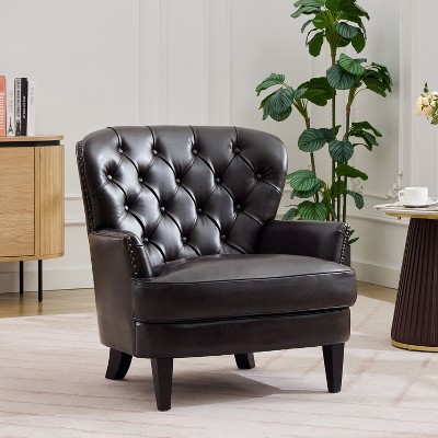 NicBex Modern Nailhead Trim Button-Tufted Accent Chairs for Living Room,Comfy Upholstered Lounge Chair with Curved Backrest