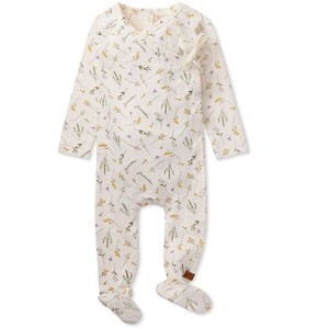 MiniMoi Baby and Toddler Girls Pointelle "Pretty Petals" Rayon from Bamboo Blend Footie - 1 of 3