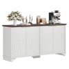 homfan Buffet Sideboard,61" Large Buffet Sideboard Cabinet With 4 Fluted Doors And Storage, Kitchen Storage Cabinet,Farmhouse Coffee Bar Cabinet - 2 of 4