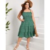 Plus Size Summer Dresses Women  Smocked Flowy Ruffle A Line Maxi Dress - 3 of 4