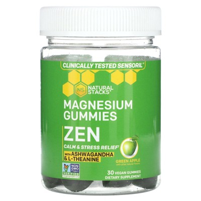 Natural Stacks Magnesium Gummies, Zen, Green Apple, 30 Vegan Gummies