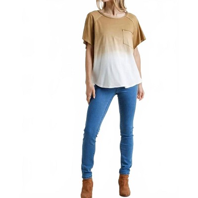 Women's Dip Dye Raw Edged Top - umgee