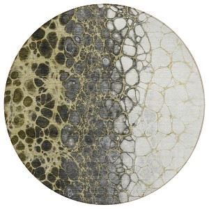 Beige Taupe And Chocolate Abstract Washable Indoor Outdoor Area Rug - 1 of 4