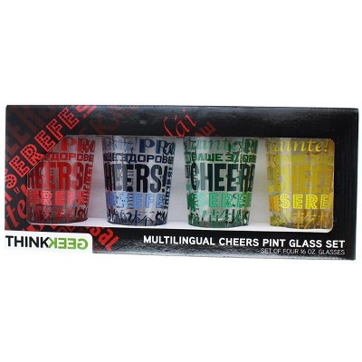 ThinkGeek, Inc. Multilingual Cheers Pint Glass: Set of 4
