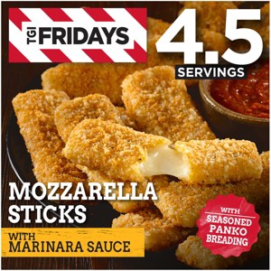 TGI Fridays Mozzarella Sticks Frozen Snacks with Marinara Sauce - 17.4oz - 1 of 4