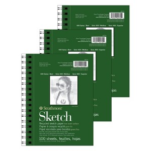 Strathmore 400 Series Sketch Pad, Recycled, Side Wire Binding, 100 Sheet, 5.5x8.5 inch, Pack of 3 - 1 of 4