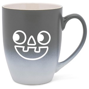 Elanze Designs Pumpkin Face Two Toned Ombre Matte Grey and White 12 ounce Ceramic Stoneware Coffee Cup Mug - 1 of 4