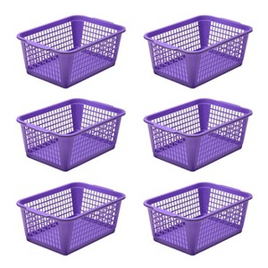 YBM HOME Plastic Perforated Storage Basket Bin Office Drawer, Shelf Desktop CountertopTray Organizer 32-1184, Pack of 6 - 1 of 4
