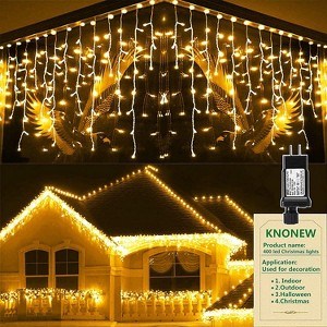 Christmas Lights Outdoor Decorations 400 LED 33ft 8 Modes with 75 Drops, Clear Wire LED String Light Indoor Decor - 1 of 4