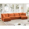 Oversized 156.6" Chenille Slipcovered U-Shaped Modular Sectional Sofa with French Edges and Removable Covers, 6-Piece Free combination - 3 of 4