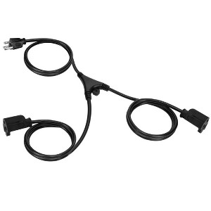 Monoprice Power Cord Splitter - 6 Feet - Black | NEMA 5-15P to 2x NEMA 5-15R, 16AWG, 13A, SJT, Plug Two Devices into a Single Power Outlet - 1 of 4
